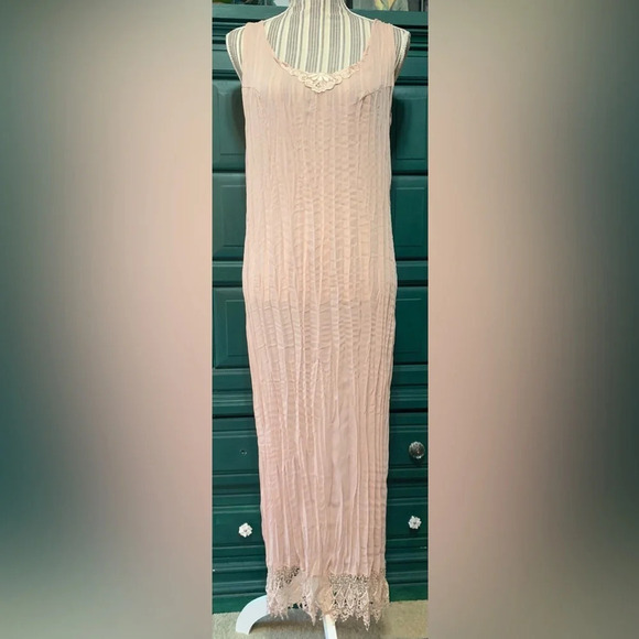 Vintage Antique Cher Jacque Blush Pink Semi Sheer Flapper Style Slip Dress OS - Picture 1 of 7